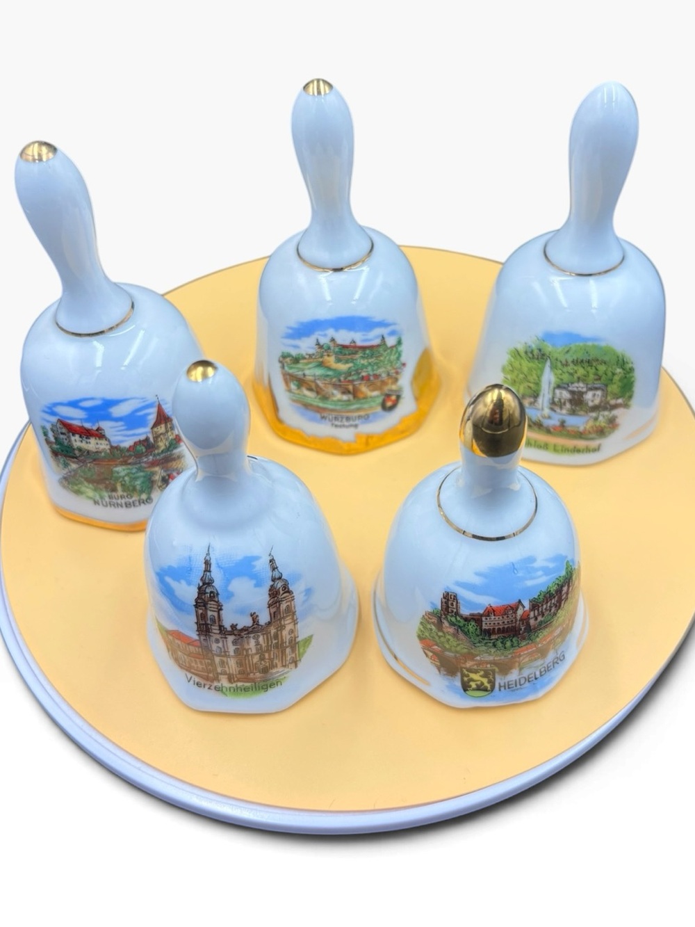 Vintage German Porcelain Bells Set of 5